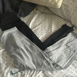 2 Pairs of Time and Tru Gray & Black Maternity Leggings - Medium